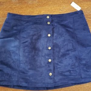 Blue Faux Suede mini skirt